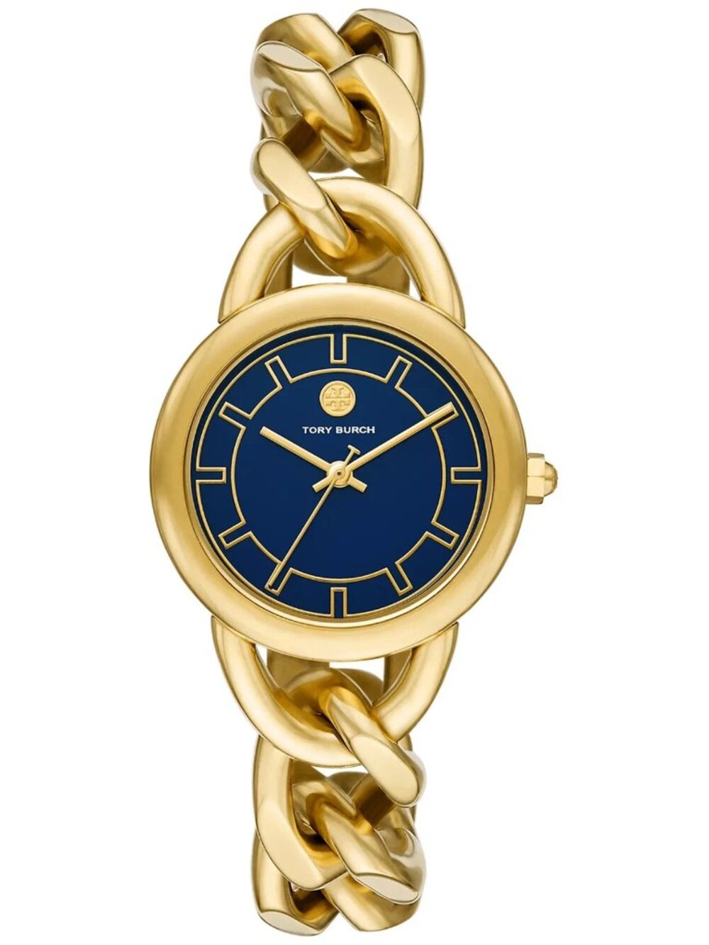 Tory Burch Gold Tone Chain Bracelet Watch Blue Dial TBW212 – New with Tags